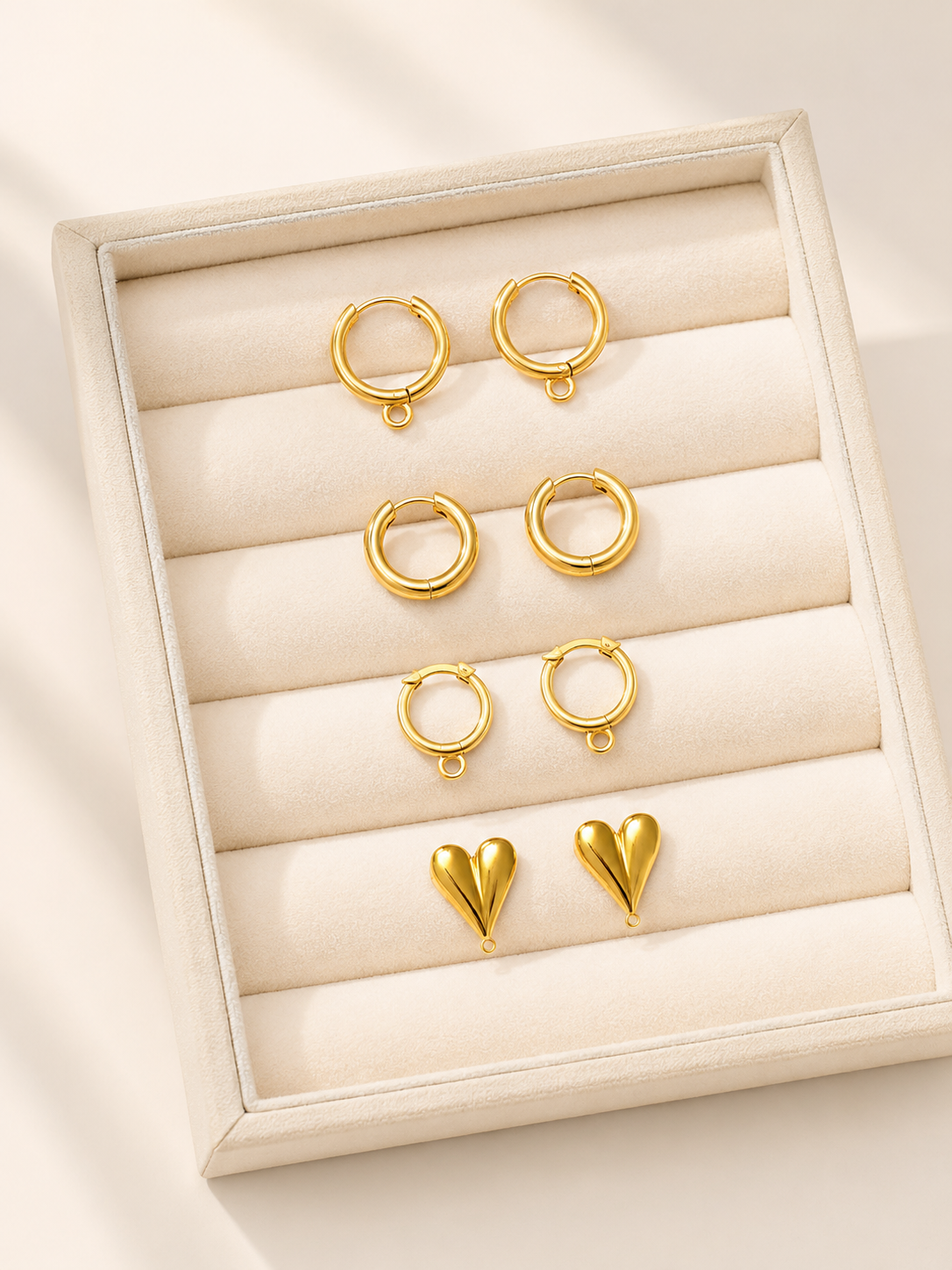 Gold Stainless Steel Hoop Earring Bases Set 18kGP