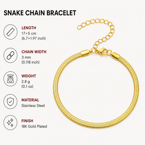 18K Gold Plated Snake Chain Bracelet