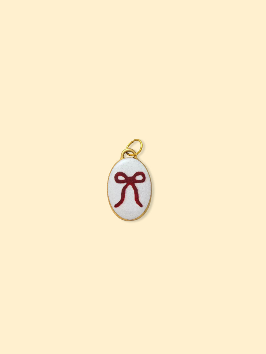 Ribbon Oval Charm Pendant 14K Gold Plated Alloy