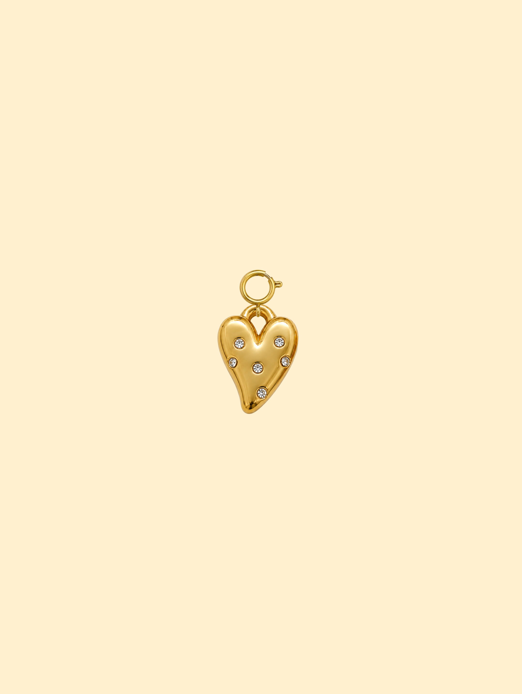 Ornate Heart Charm Pendant 18K Gold Plated Stainless Steel