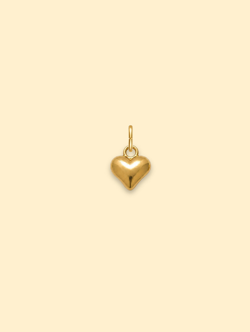 Puffy Heart Charm Pendant 18K Gold Plated Stainless Steel