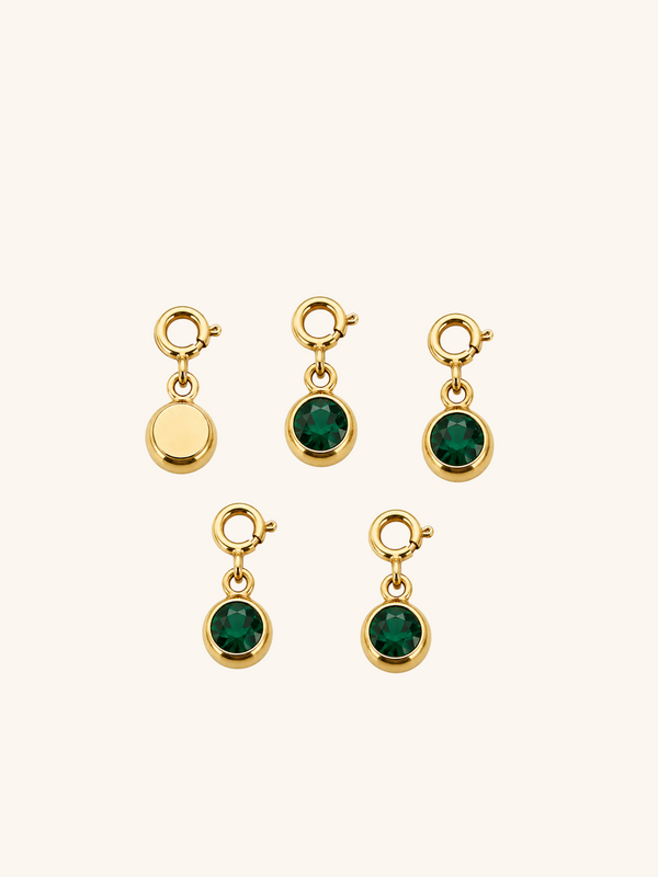 Green Crystal Charm  (1 Charm) (Interchangeable) – 18K Gold Plated Stainless Steel
