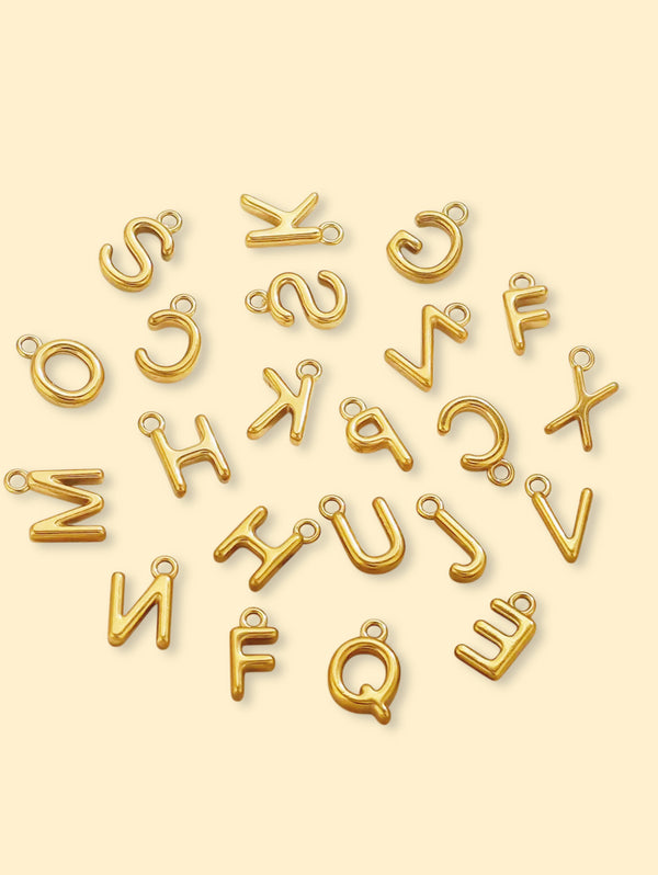 Alphabet Charm Pendant 18K Gold Plated Stainless Steel