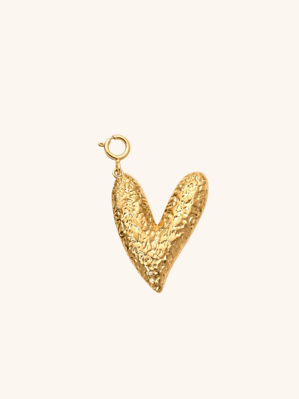 Hammered Heart Charm (Interchangeable) – 18K Gold Plated Stainless Steel