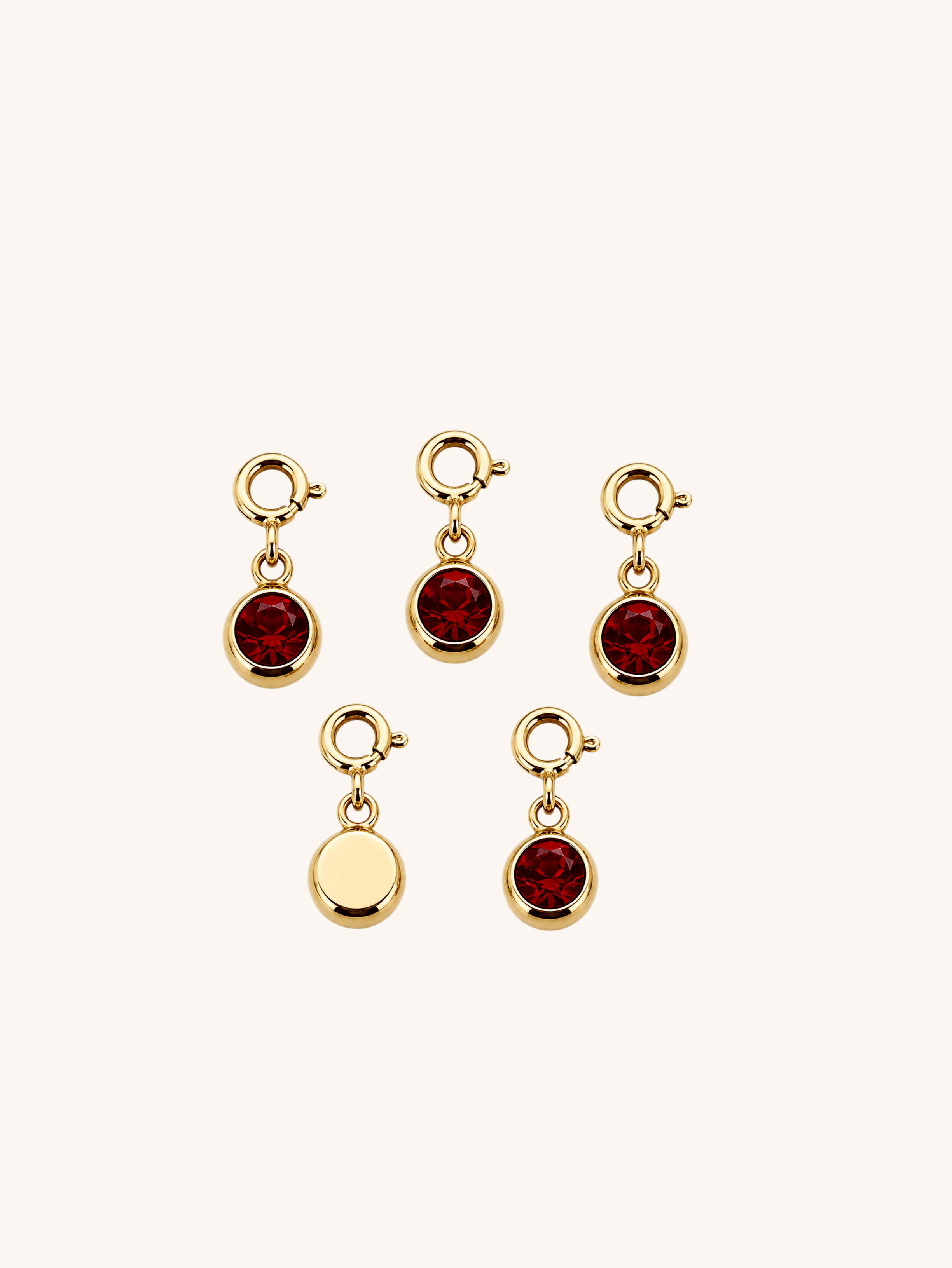 maroon Crystal Charm (Interchangeable) – 18K Gold Plated Stainless Steel