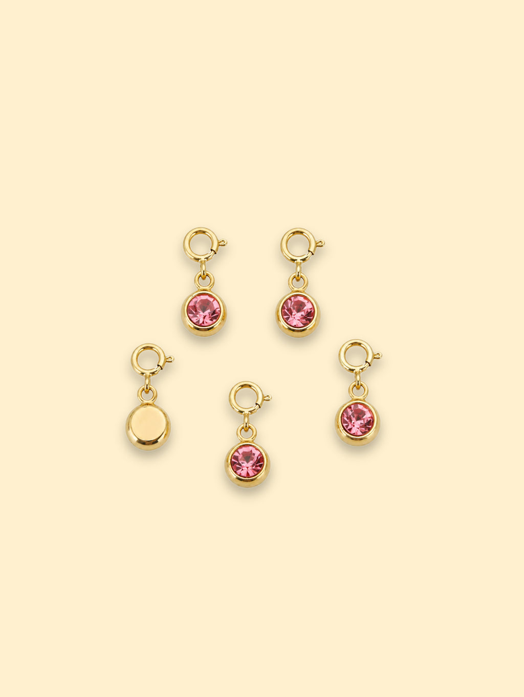 Pink Crystal Charm | 18K Gold Plated Stainless Steel