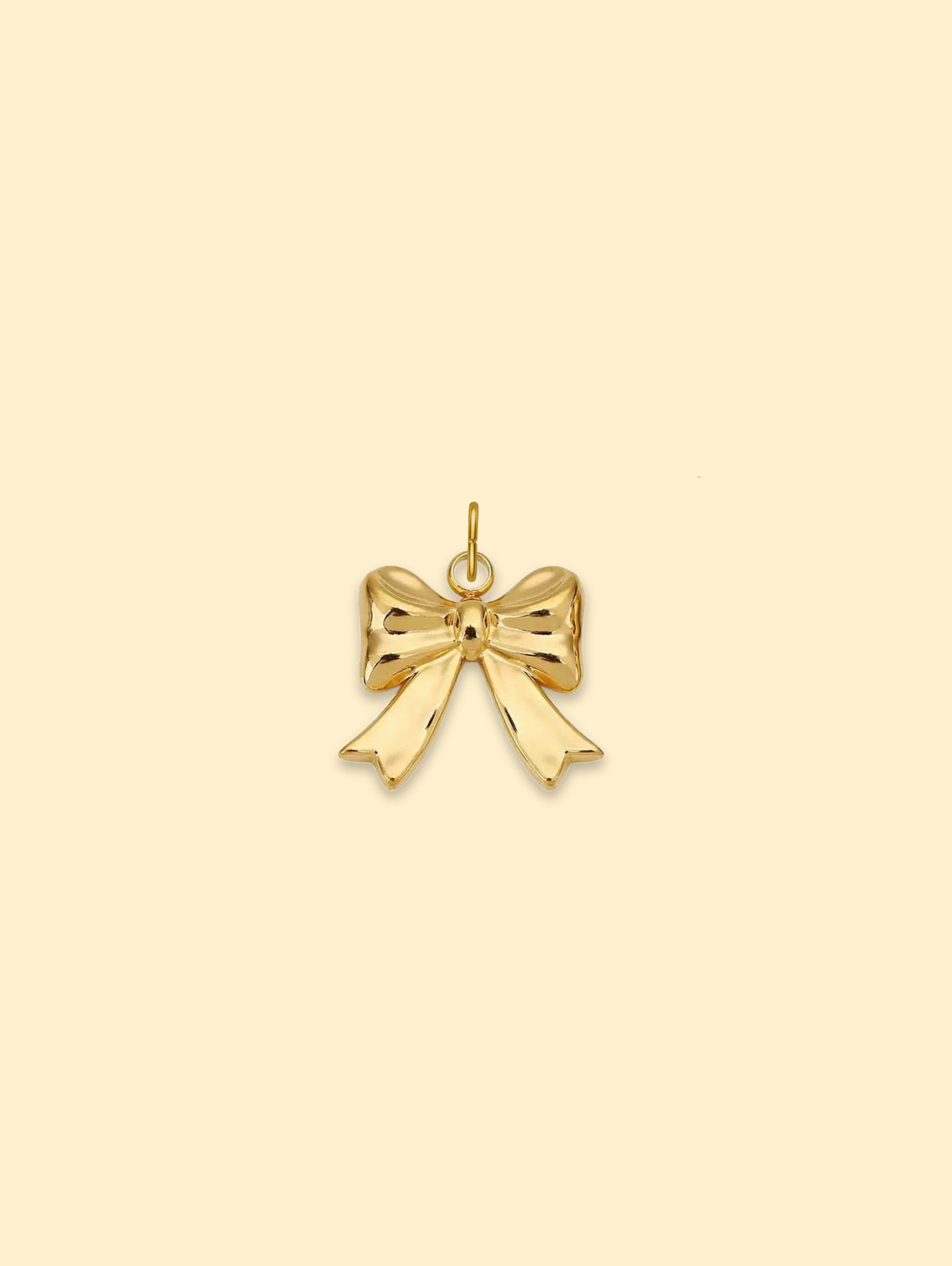 Bow Ribbon Charm Pendant 18K Gold Plated Stainless Steel