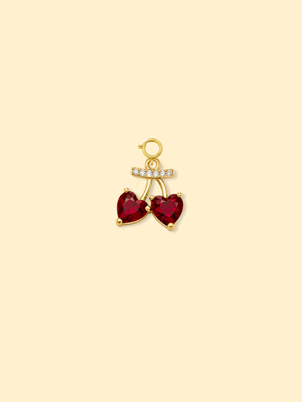 Double Cherry Charm Pendant 14k Gold Plated Copper