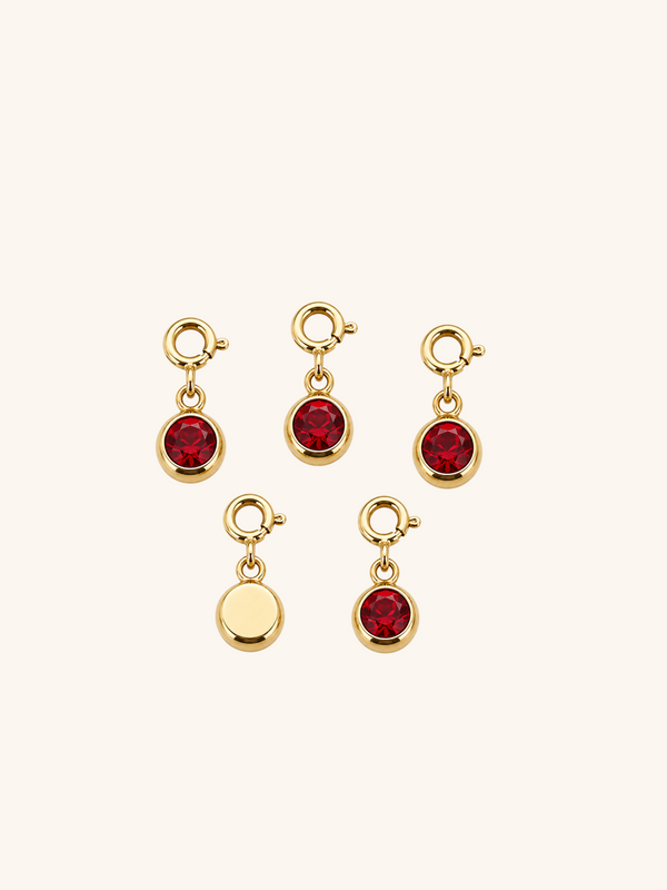Red Crystal Charm (Interchangeable) – 18K Gold Plated Stainless Steel