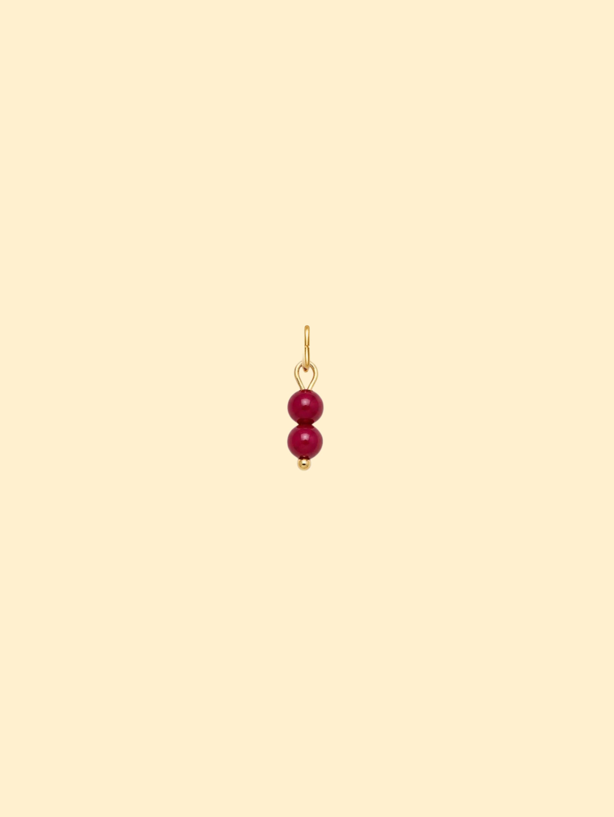 Dark Red Double Bead Charm (Interchangeable)