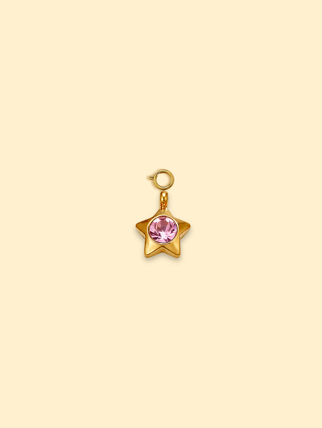 Pink Crystal Star Charm Pendant | 18K Gold Plated Stainless Steel