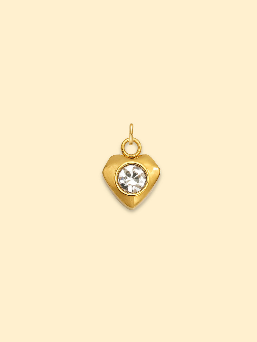 Crystal Diamond Heart Charm 18K Gold Plated Stainless Steel