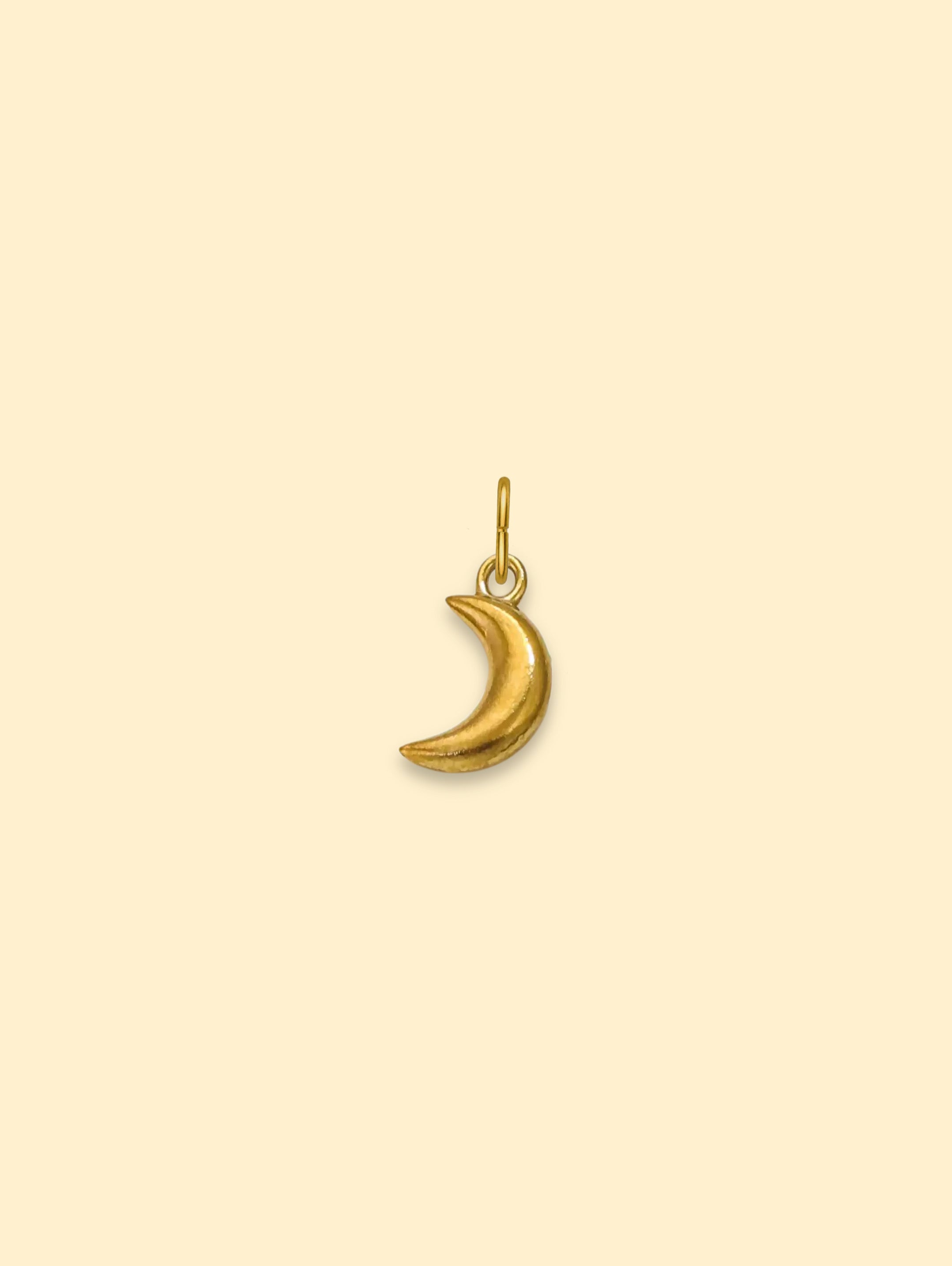 Crescent Moon Charm Pendant 18K Gold Plated Stainless Steel