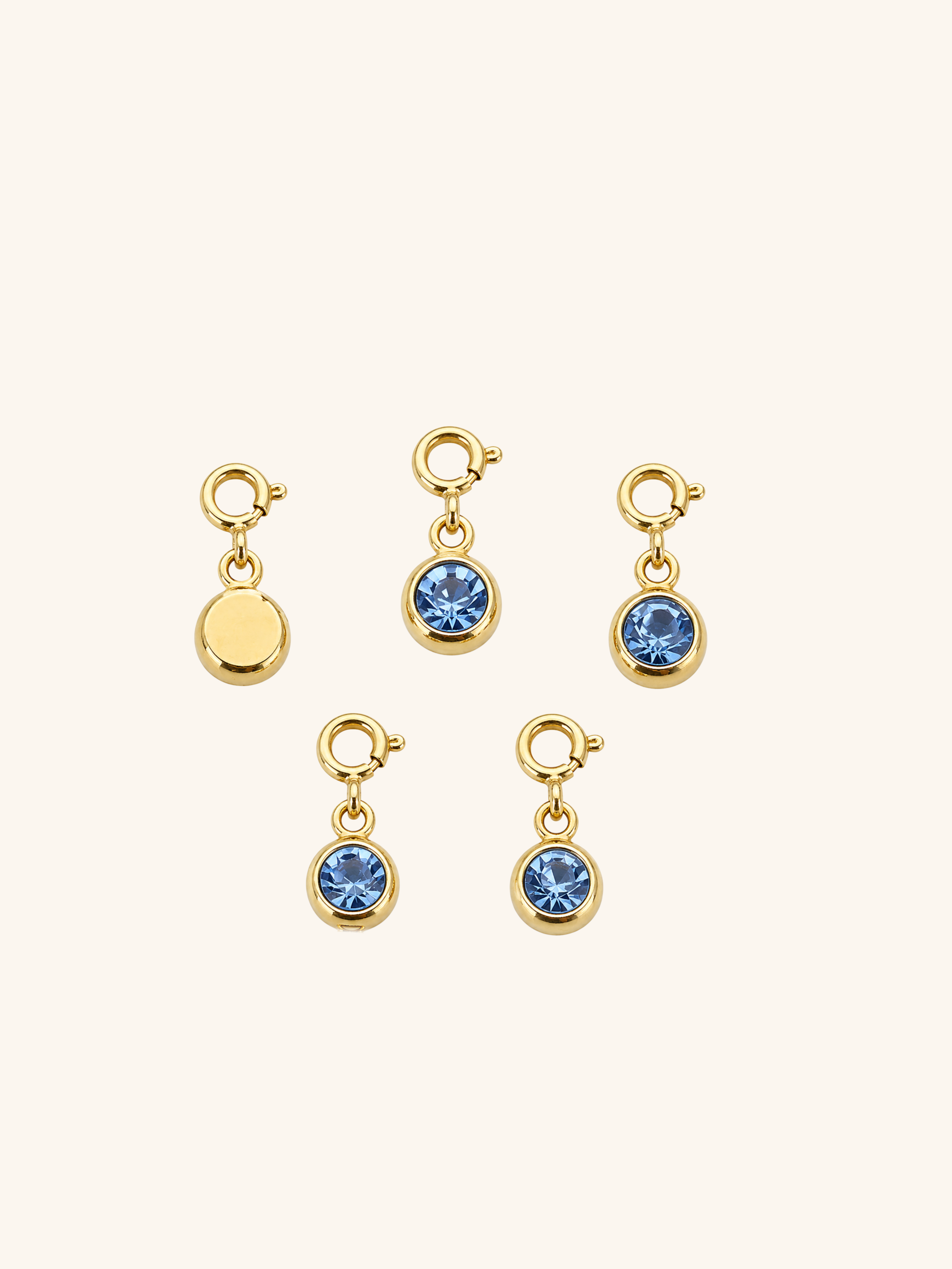 Blue Crystal Charm (1 Charm)  (Interchangeable) – 18K Gold Plated Stainless Steel