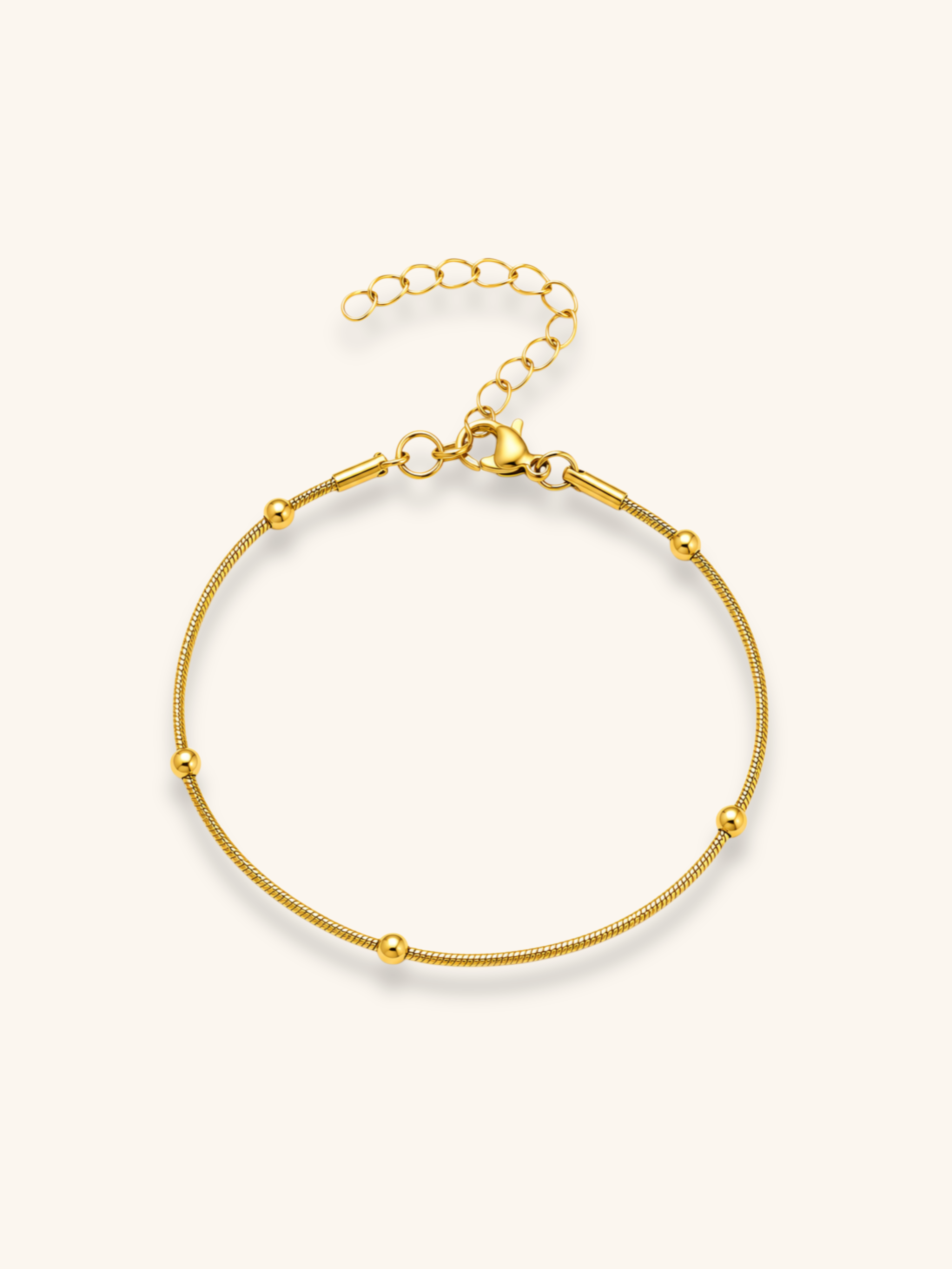 18K Gold Plated Snake Chain Bead Bracelet