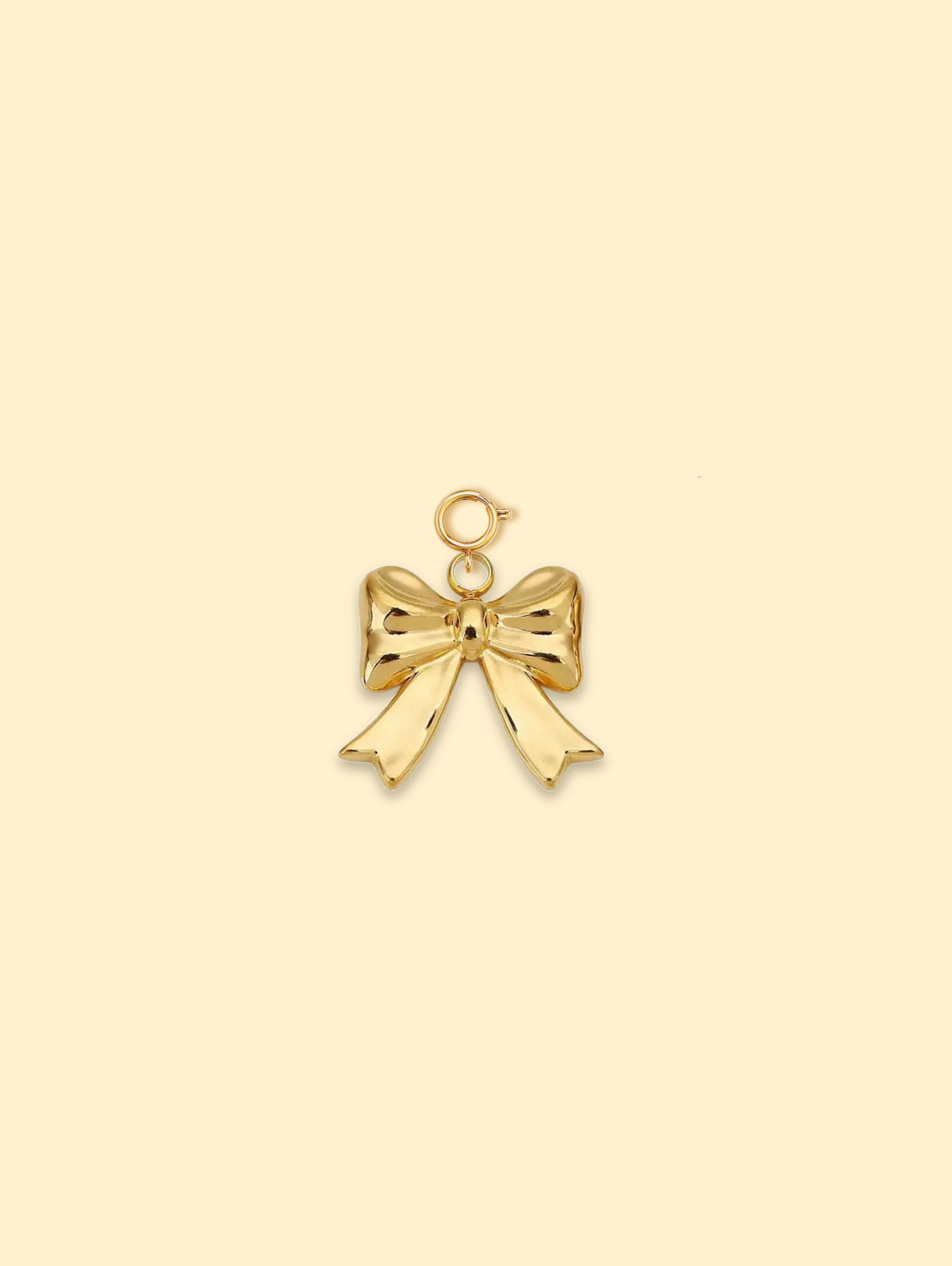 Bow Ribbon Charm Pendant 18K Gold Plated Stainless Steel