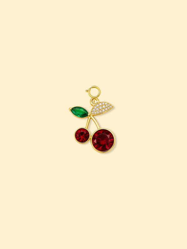 Cherry Charm Pendant 14k Gold Plated Copper