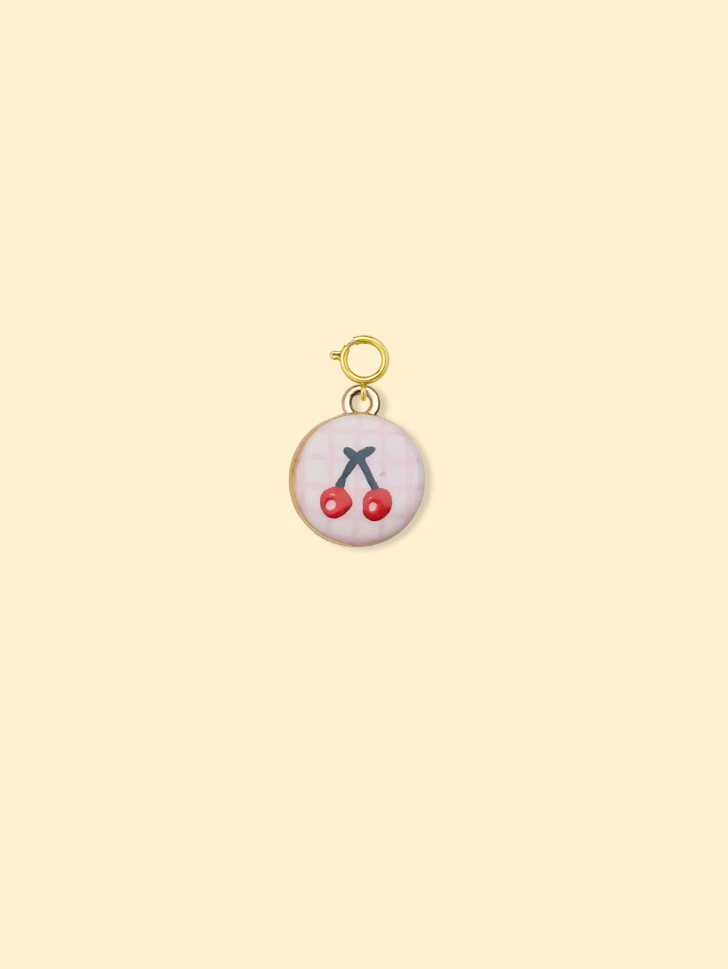Cherry Oval Charm Pendant 14K Gold Plated Alloy.
