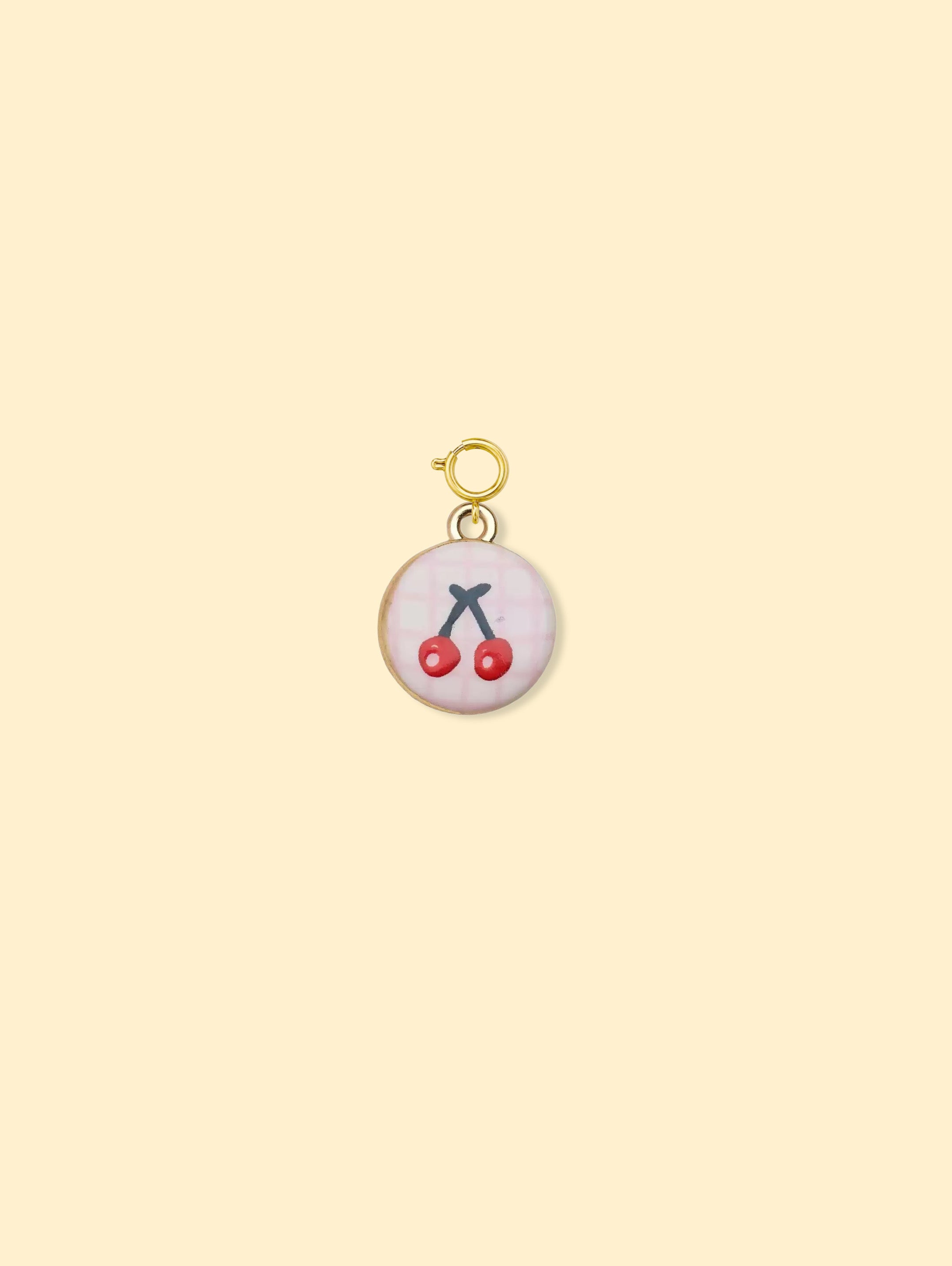 Cherry Oval Charm Pendant 14K Gold Plated Alloy.