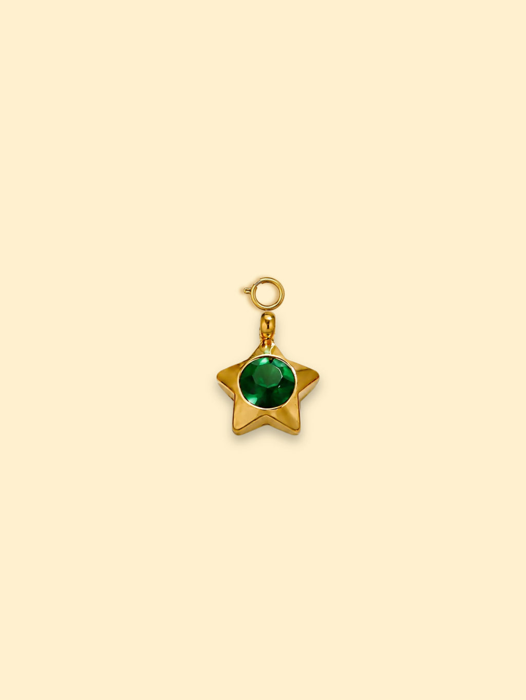 Emerald Star Charm 18K Gold Plated Stainless Steel