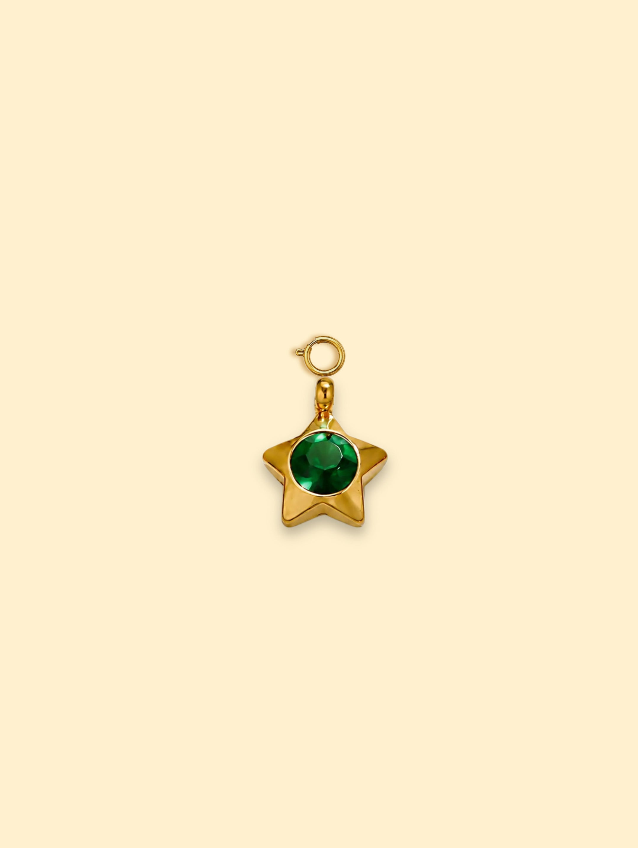 Emerald Star Charm 18K Gold Plated Stainless Steel