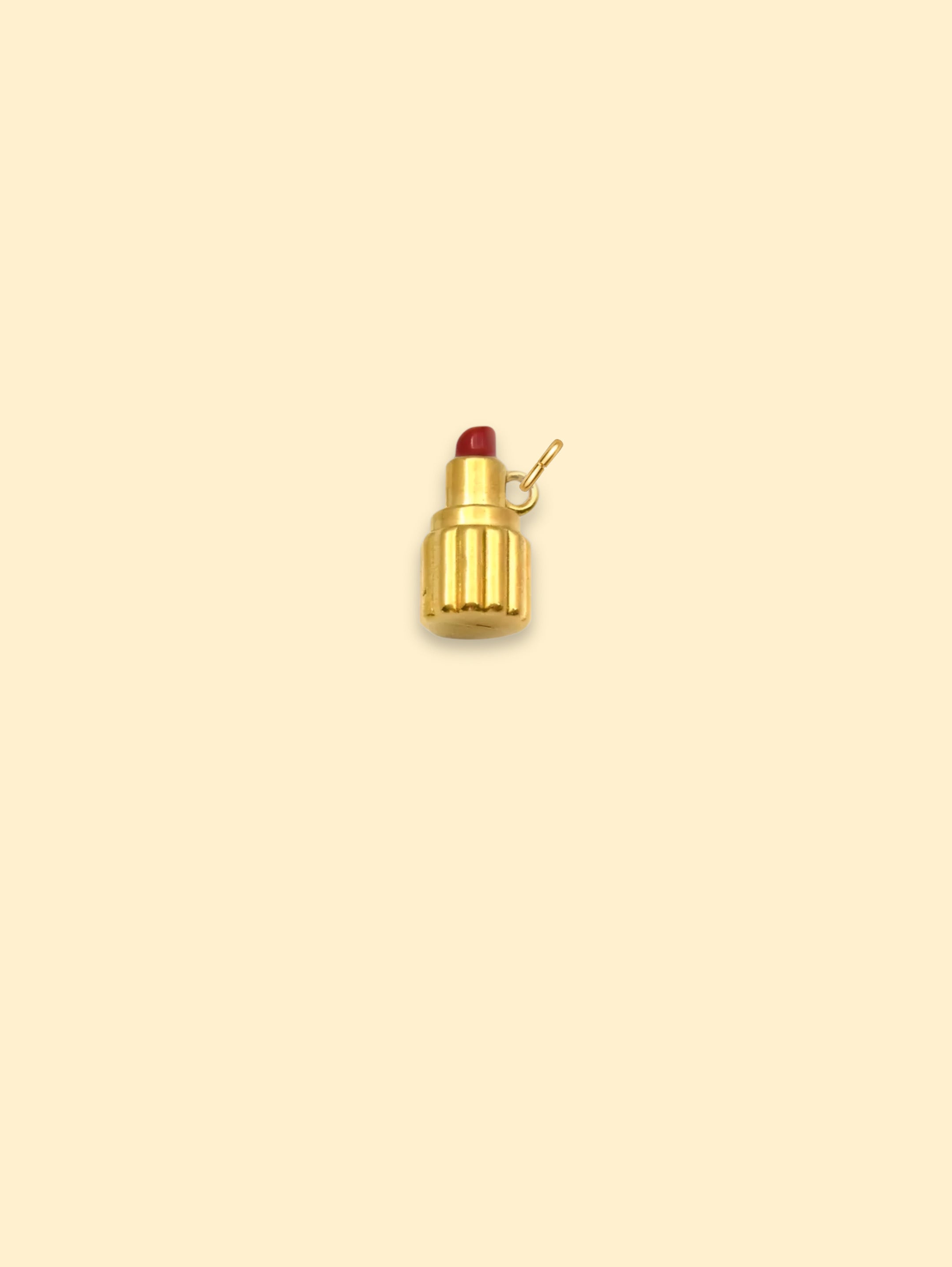 18K Gold Plated Stainless Steel Lipstick Charm Pendant.