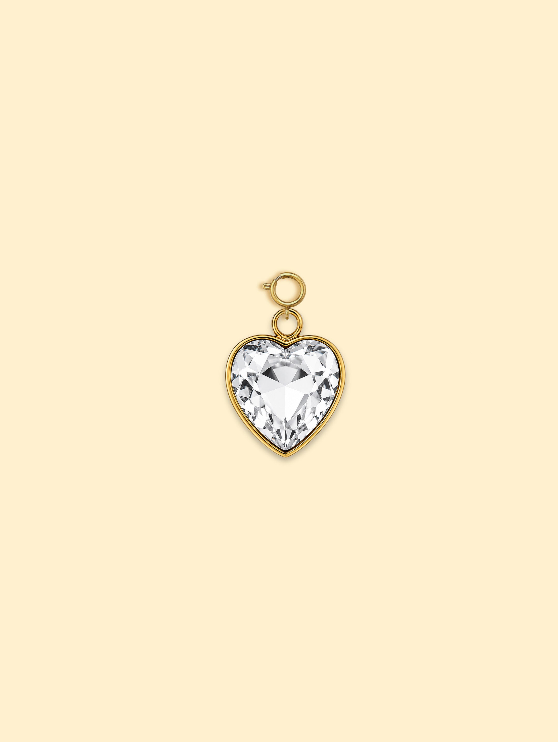 Crystal Heart Charm 18K Gold Plated Stainless Steel