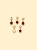 Dark Red Crystal Charm | 18K Gold Plated Stainless Steel