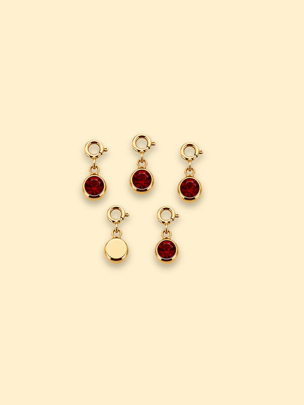 Dark Red Crystal Charm | 18K Gold Plated Stainless Steel