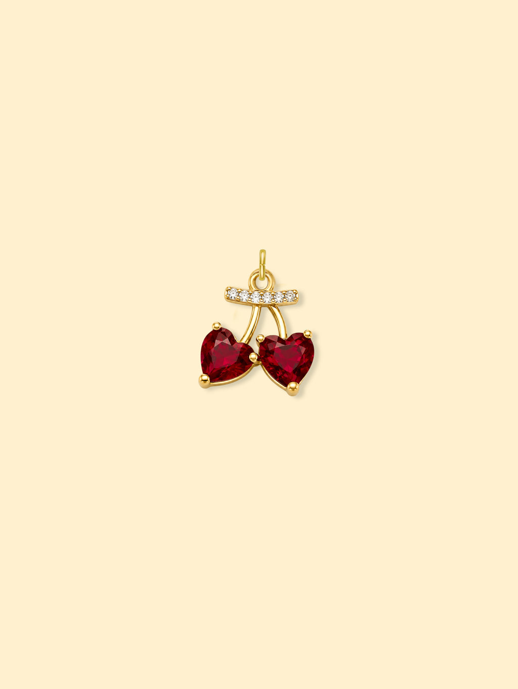 Double Cherry Charm Pendant 14k Gold Plated Copper