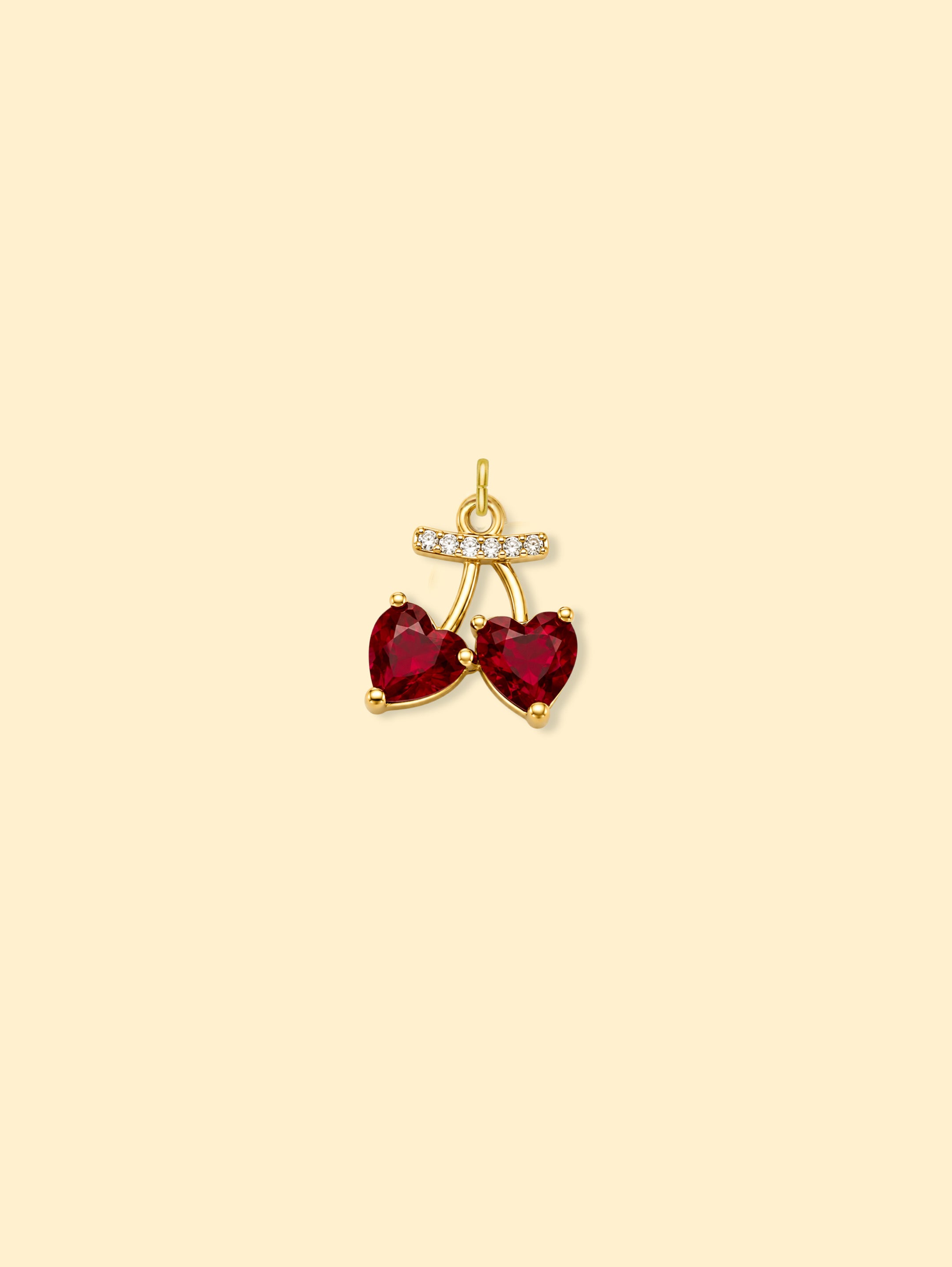 Double Cherry Charm Pendant 14k Gold Plated Copper