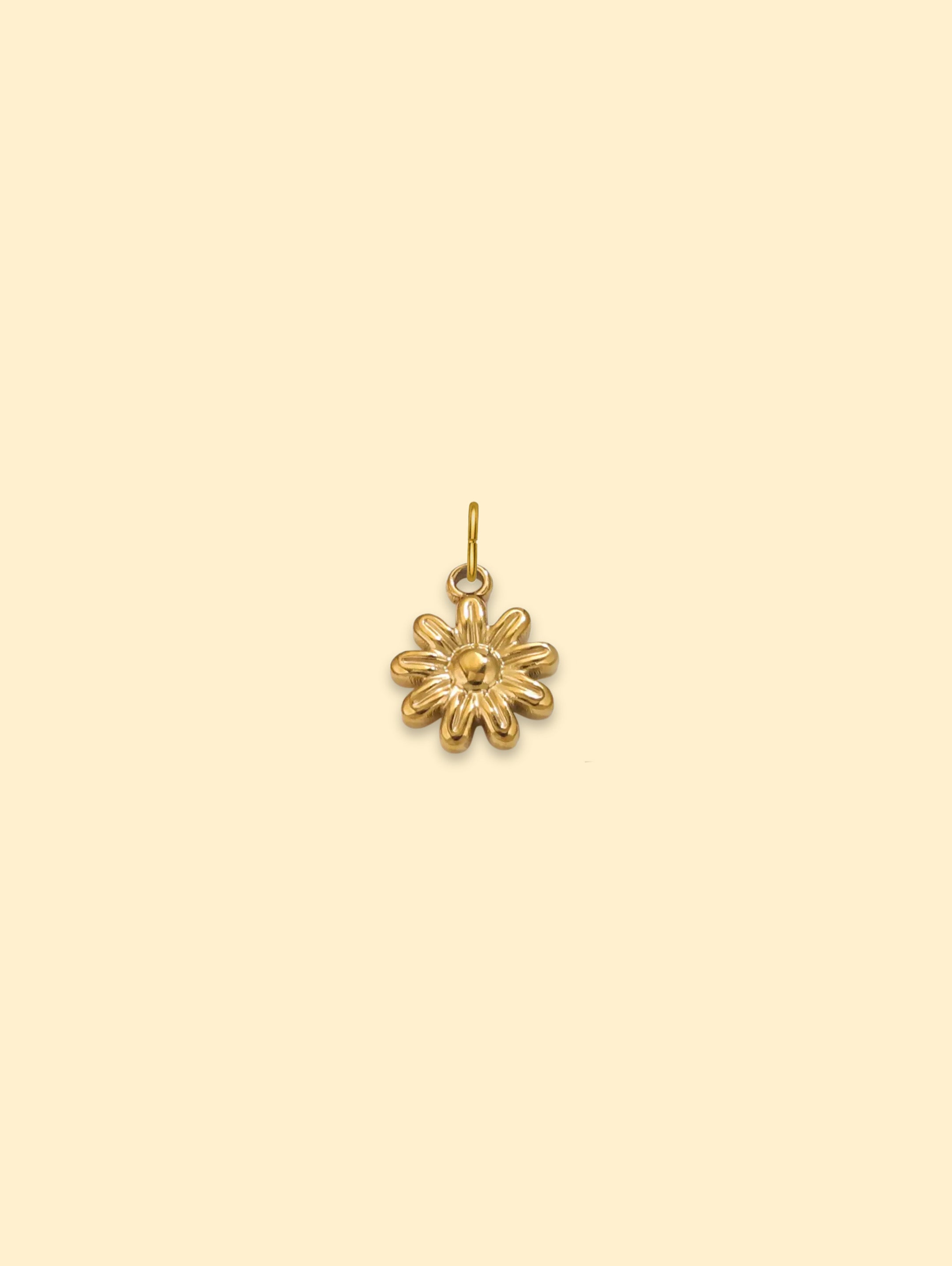 Floral Daisy Charm Pendant 18K Gold Plated Stainless Steel