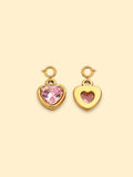 Pink Heart Crystal Charm 18K Gold Plated Stainless Steel