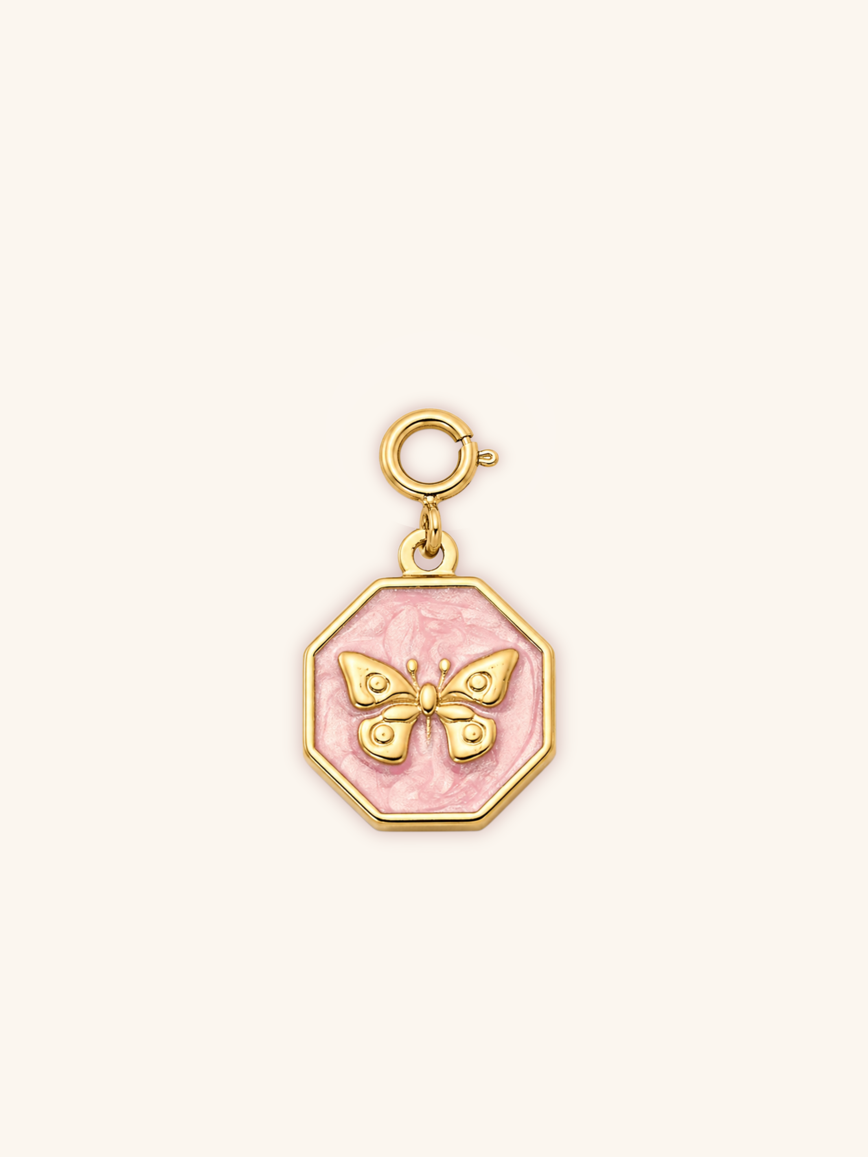 Pink Butterfly Charm (Interchangeable) – 18K Gold Plated Stainless Steel