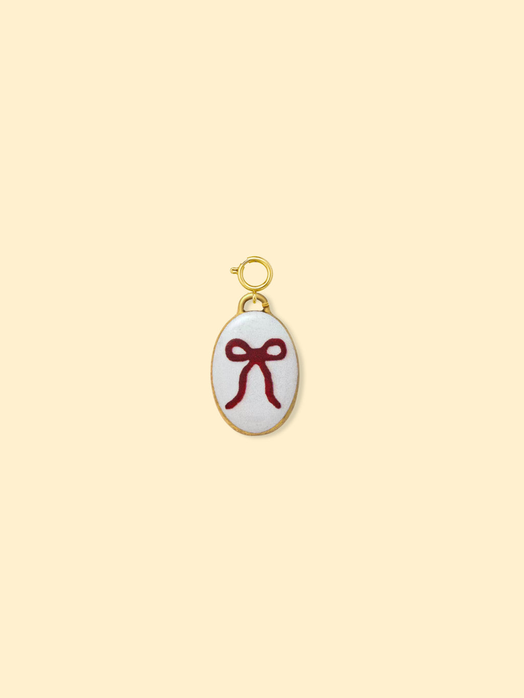 Ribbon Oval Charm Pendant 14K Gold Plated Alloy