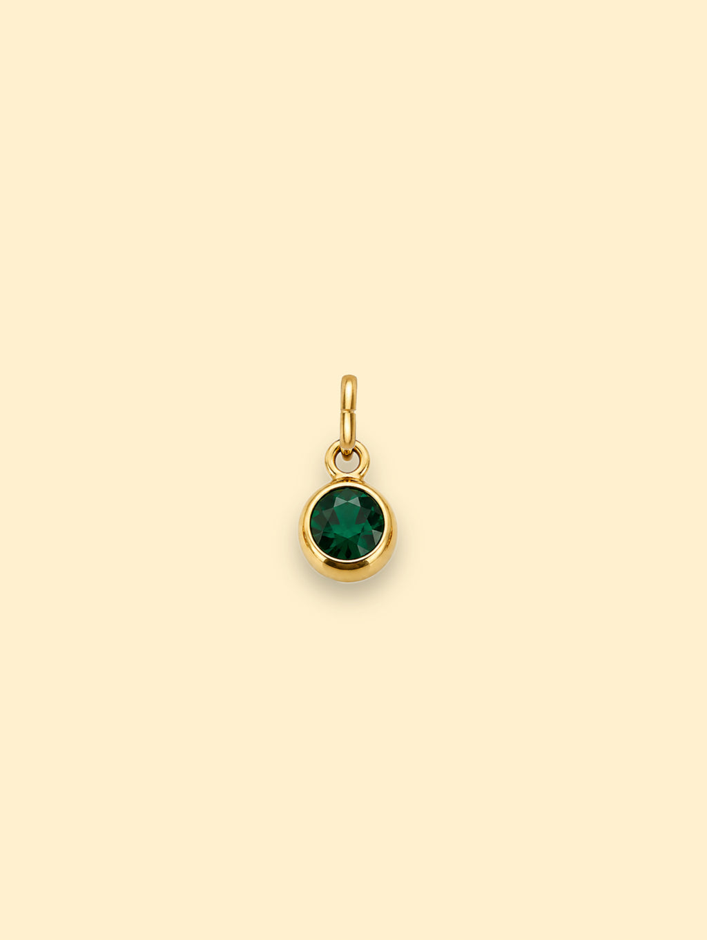 Emerald Crystal Charm 18K Gold Plated Stainless Steel