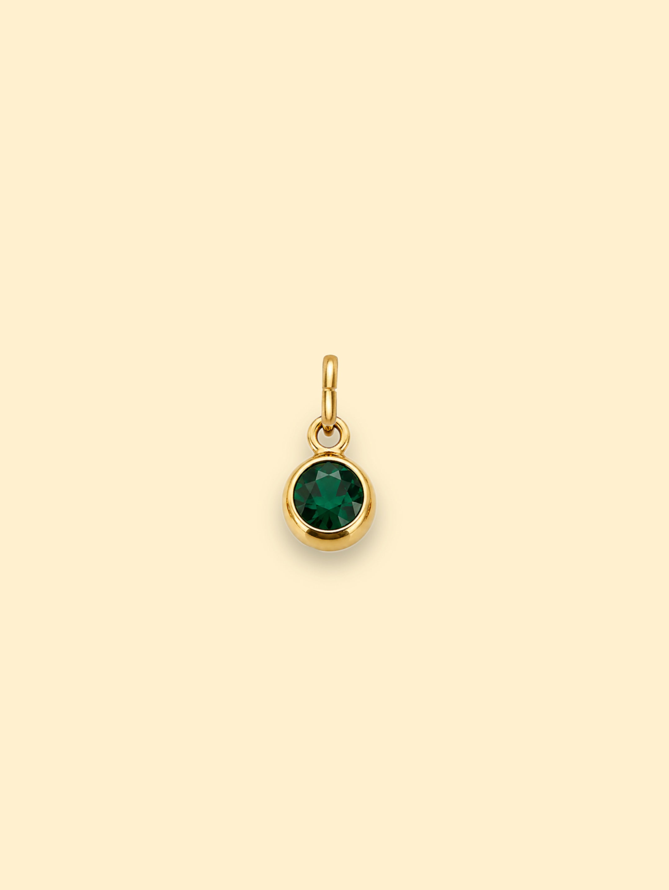 Emerald Crystal Charm 18K Gold Plated Stainless Steel