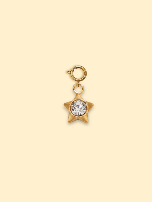 Crystal Star Charm 18K Gold Plated Stainless Steel