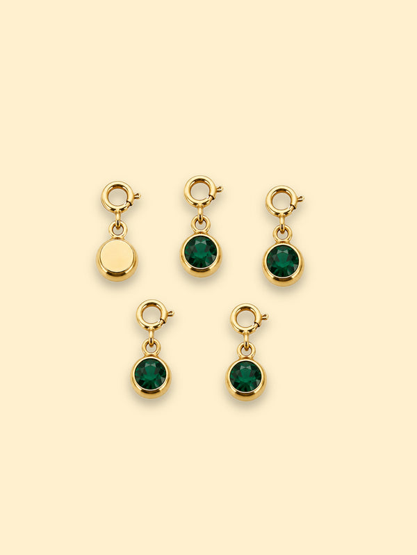 Emerald Crystal Charm 18K Gold Plated Stainless Steel