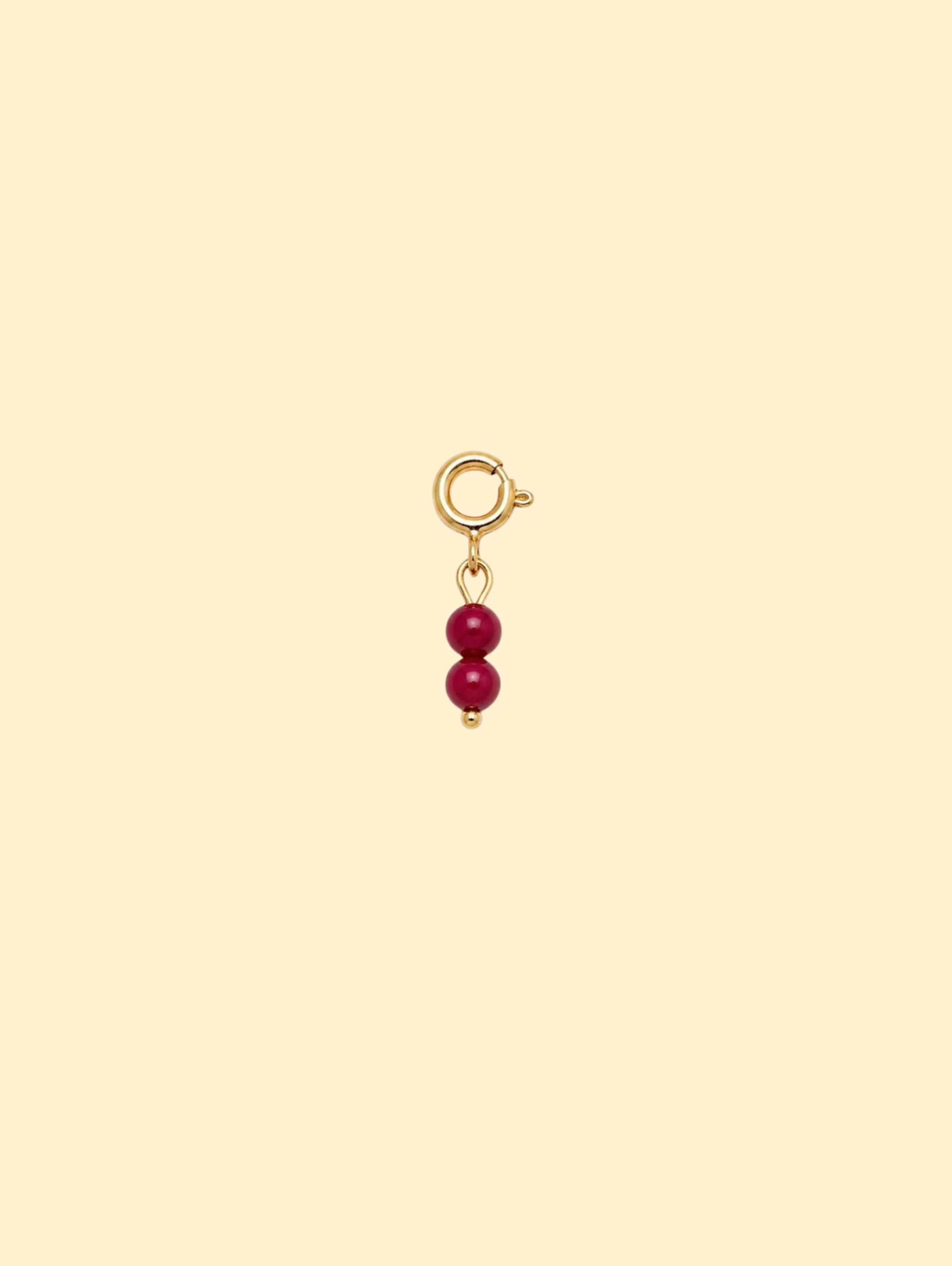 Dark Red Double Bead Charm (Interchangeable)