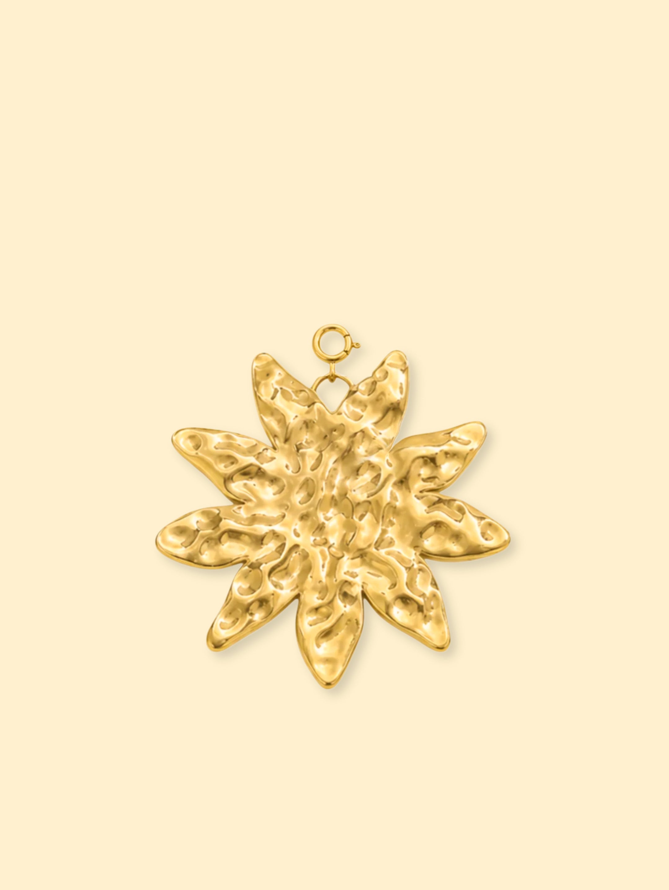 Textured Sunburst Charm (Interchangeable) – 18K Gold Plated Stainless Steel