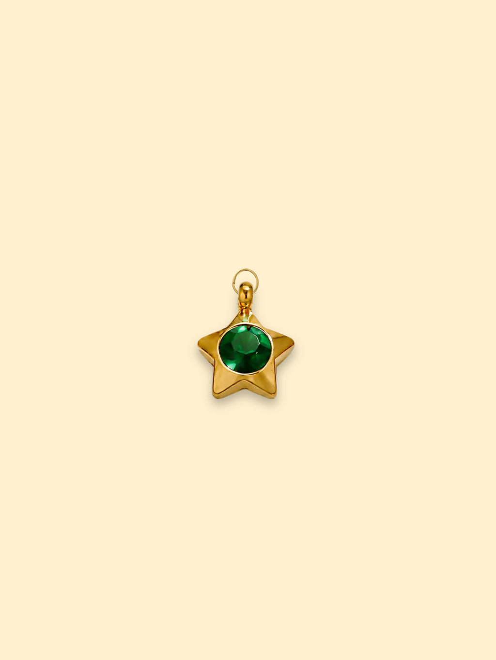 Emerald Star Charm 18K Gold Plated Stainless Steel