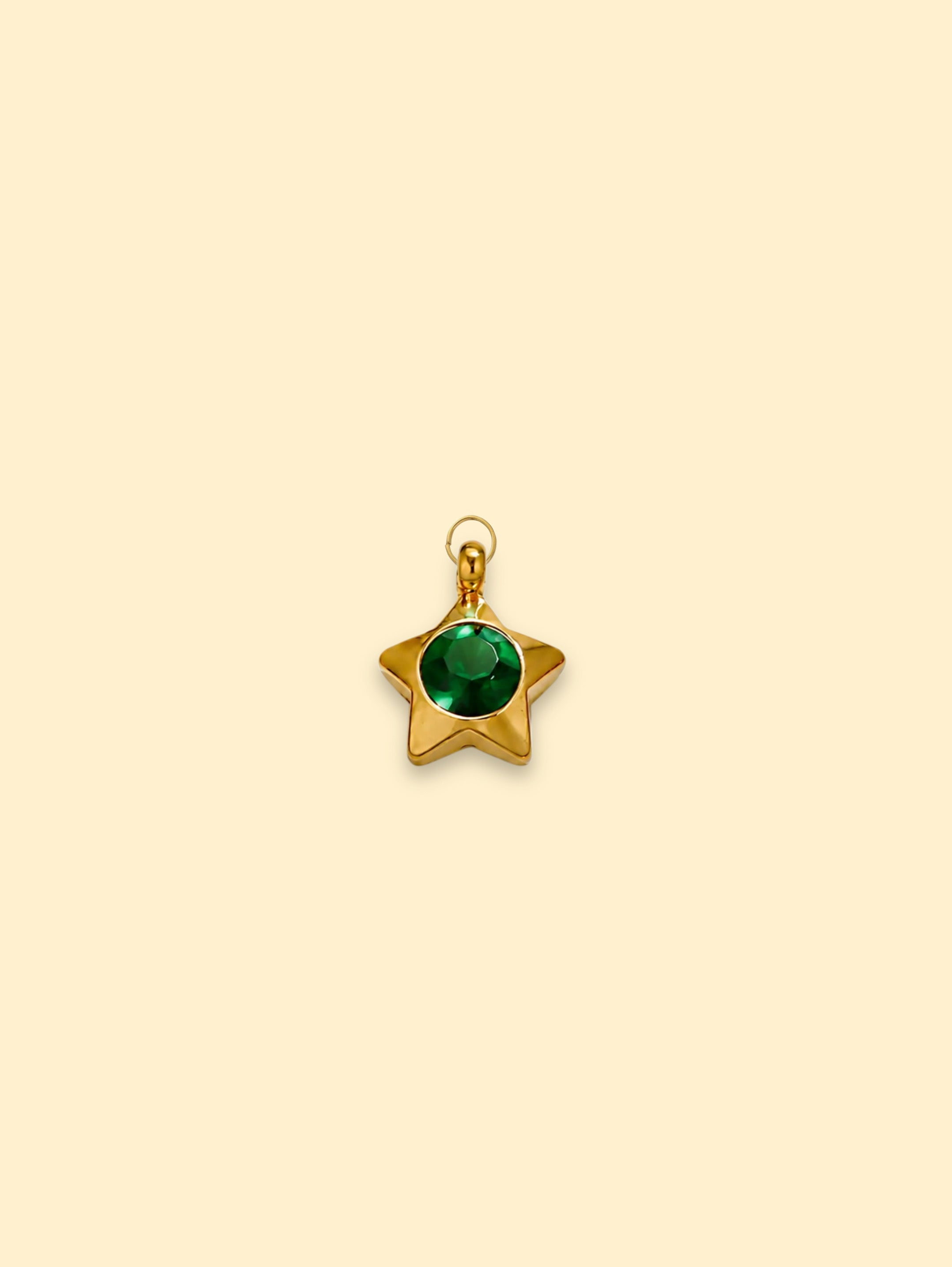 Emerald Star Charm 18K Gold Plated Stainless Steel