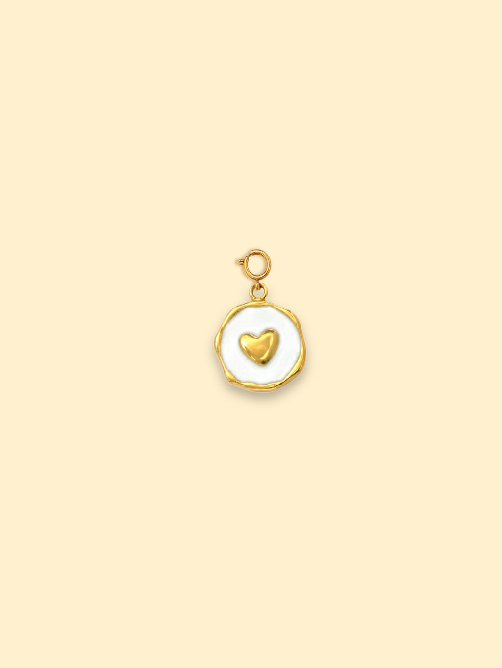 White Heart Charm (Interchangeable) – 18K Gold Plated Stainless Steel