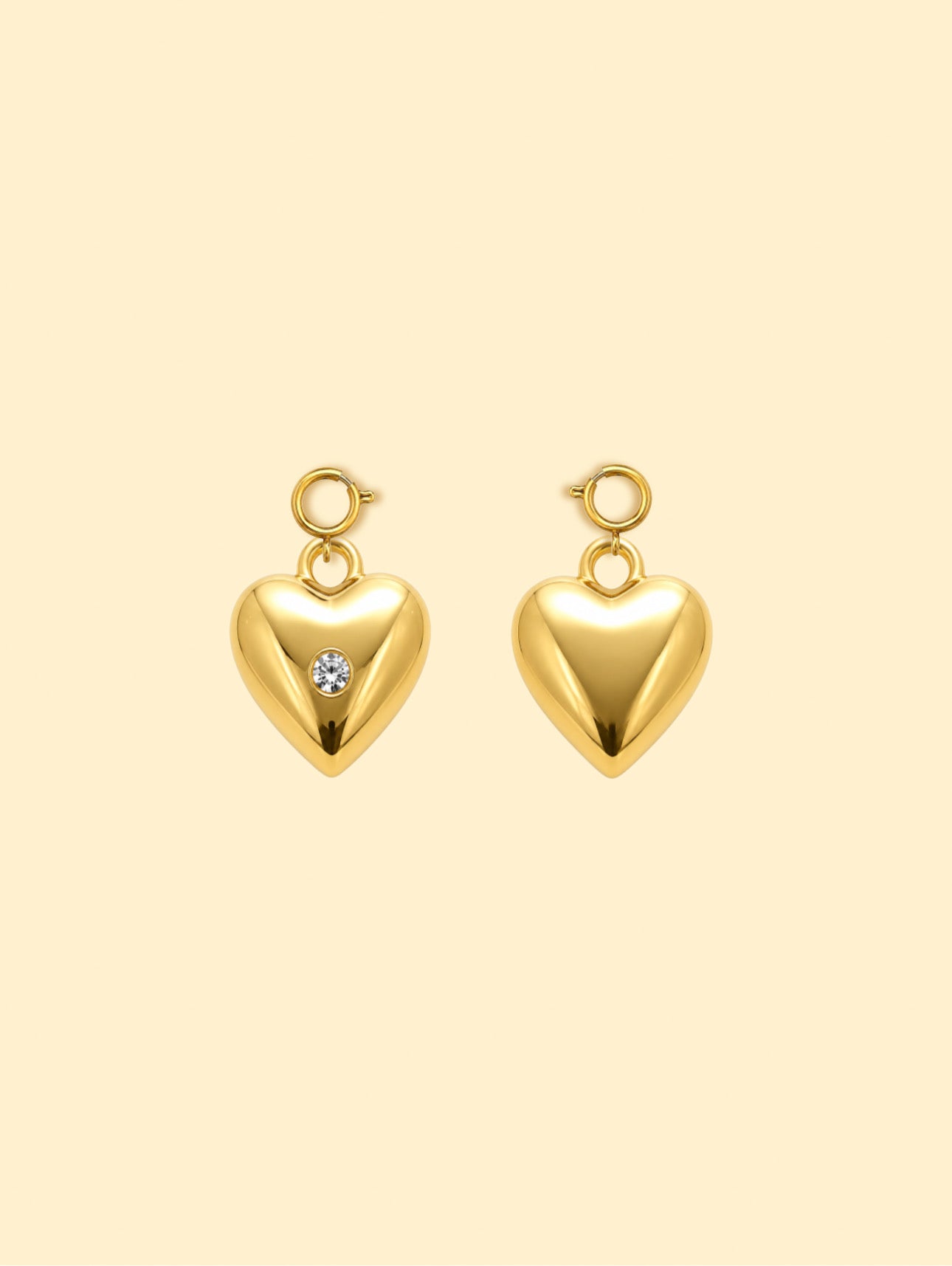 Crystal Heart Charm Pendant 18K Gold Plated Stainless Steel