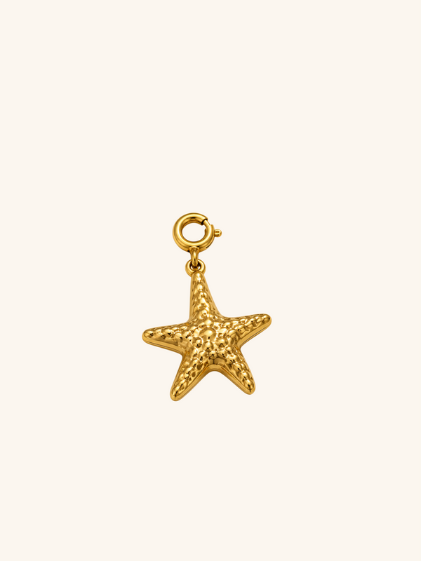 Textured Starfish Charm (Interchangeable) – 18K Gold Plated Stainless Steel