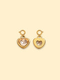 Champagne Crystal Heart Charm 18K Gold Plated Stainless Steel