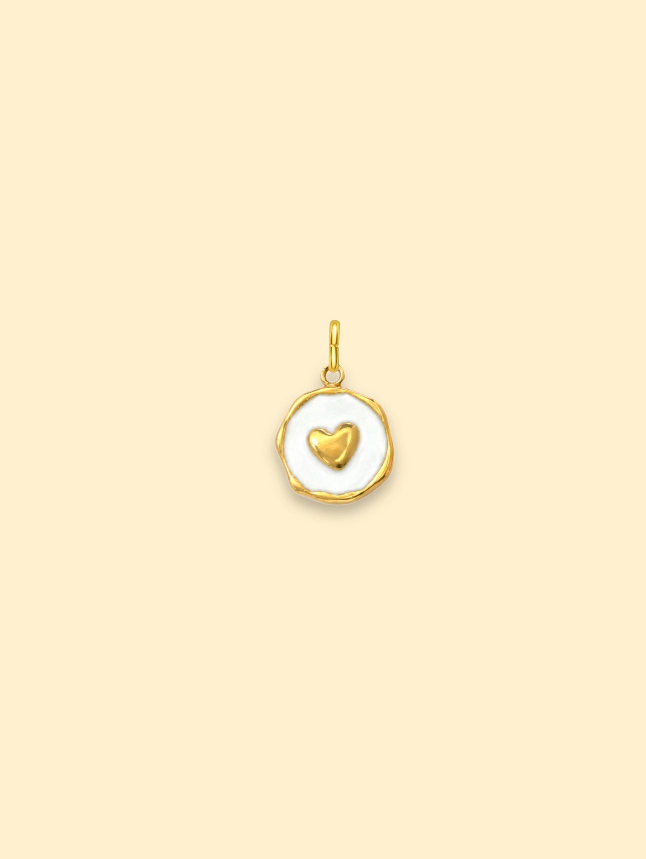 White Heart Charm (Interchangeable) – 18K Gold Plated Stainless Steel