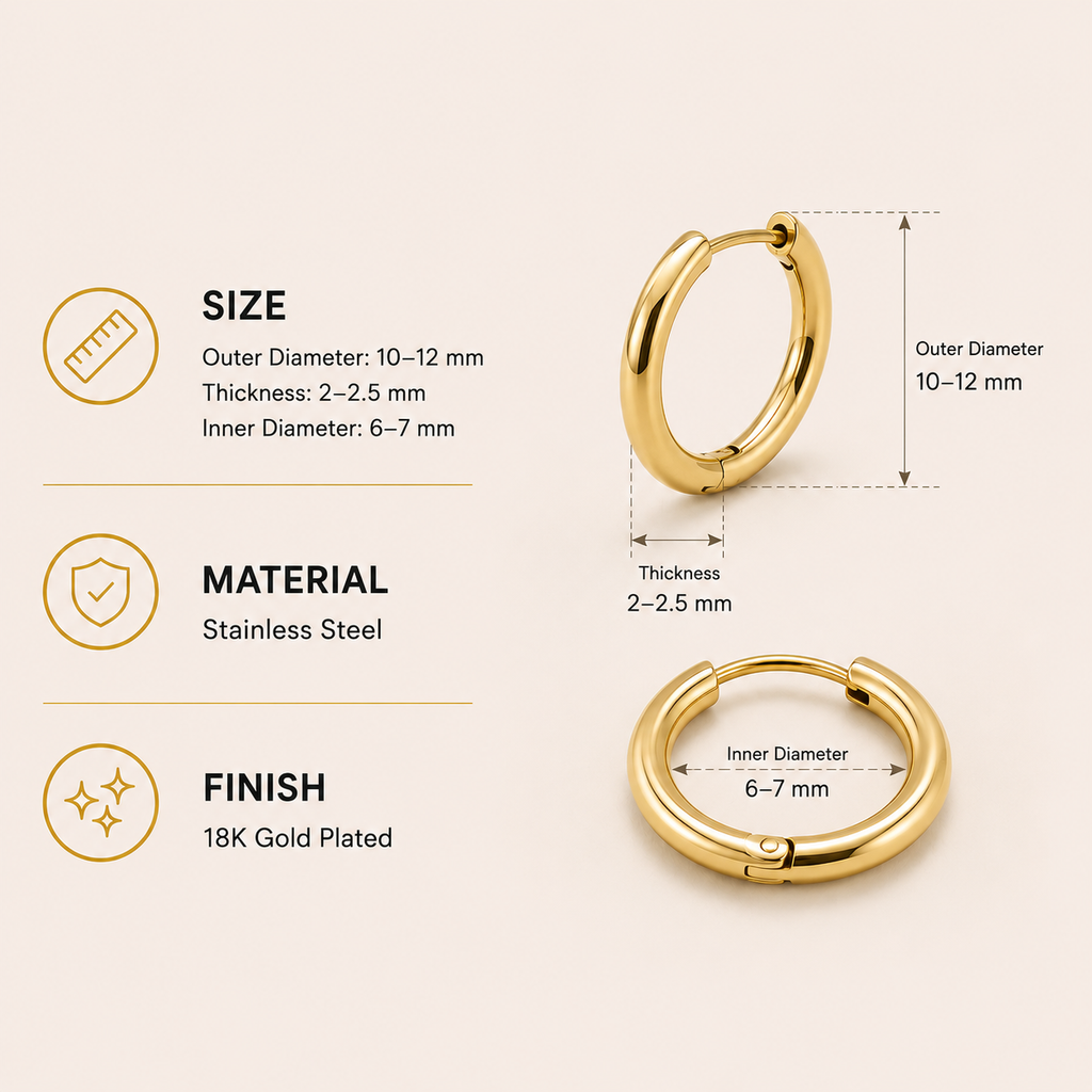 18K Gold Plated Mini Hoop Earrings