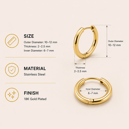18K Gold Plated Mini Hoop Earrings
